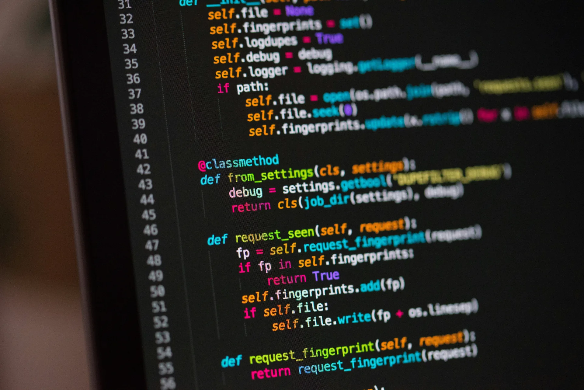 Python code on a dark screen