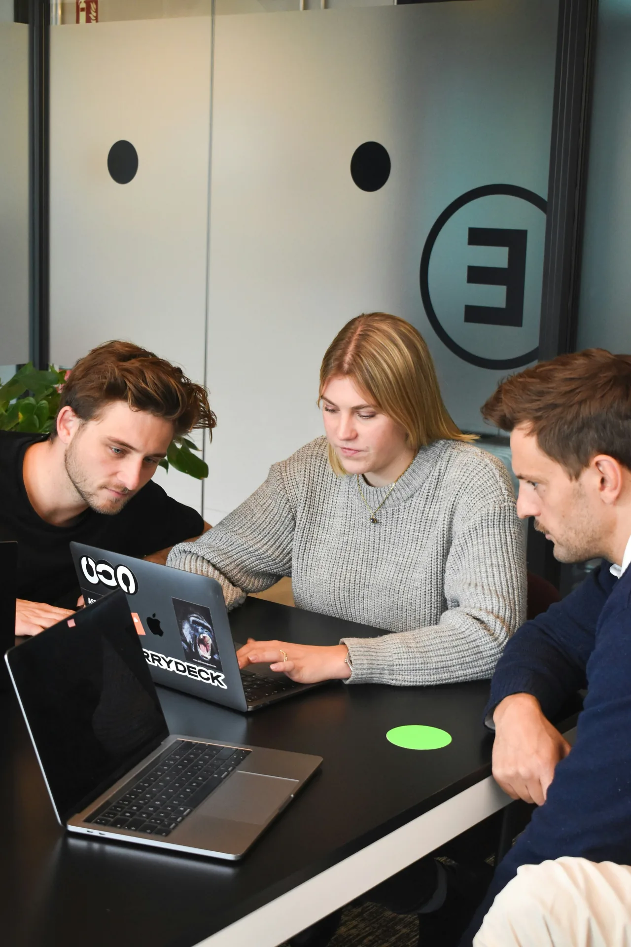 Product team collaborating in a modern office