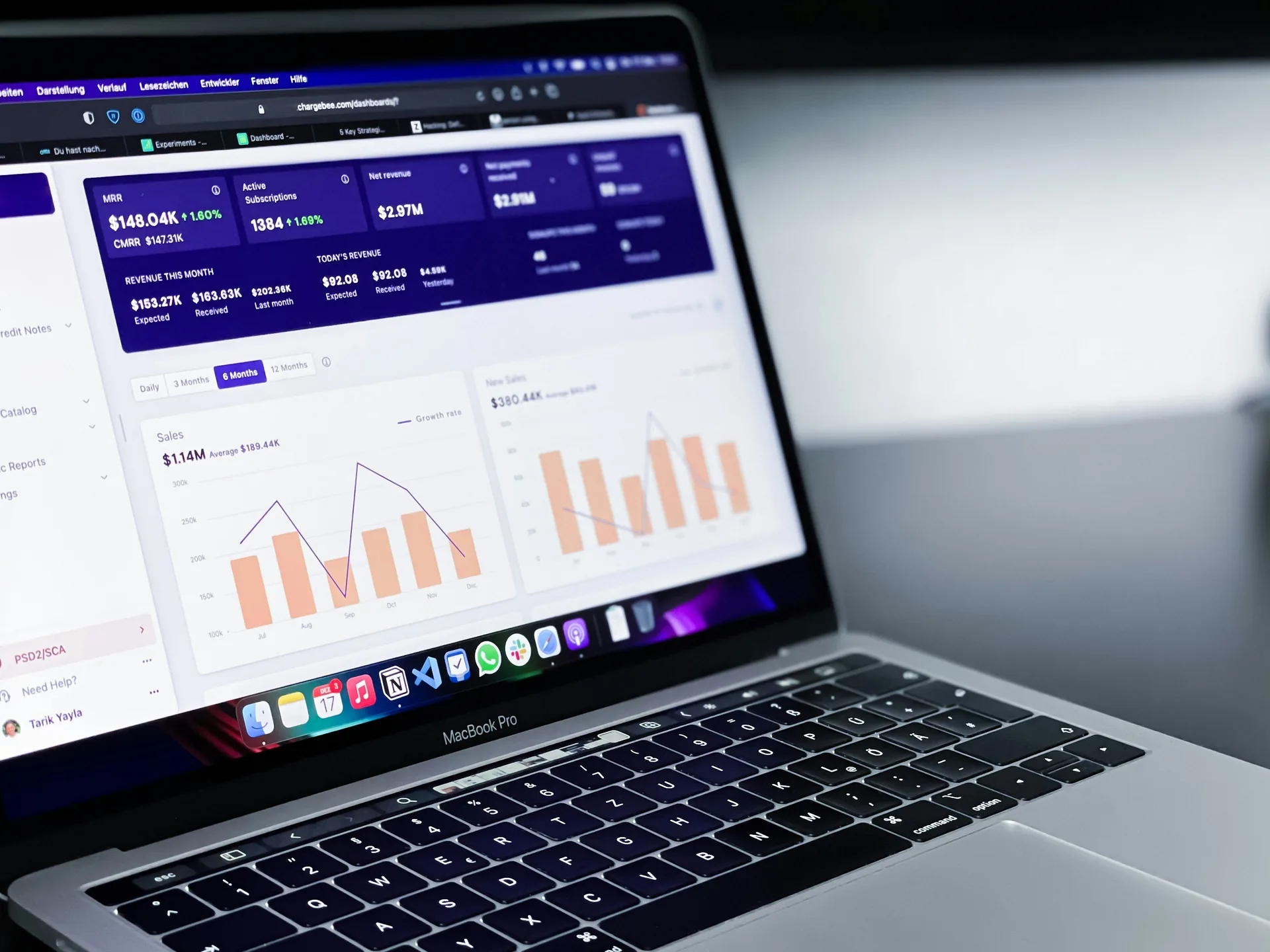 Analytics dashboard with purple data visualization